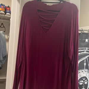 Plus size loralette plum colored shirt